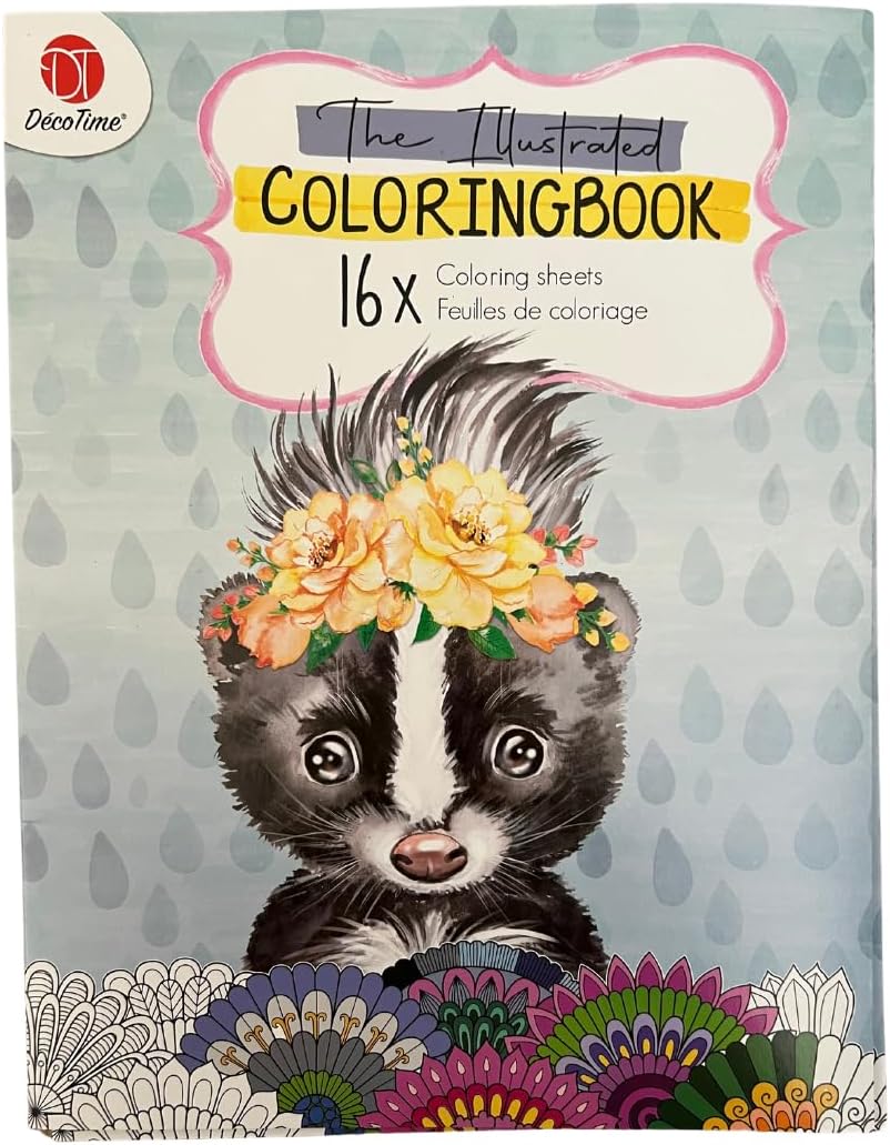 The Illustrated Coloring Book, 16 Sheets - Blue Skunk