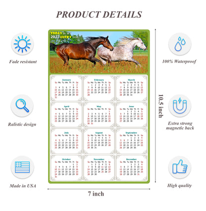 2027 Magnetic Calendar - Calendar Magnets - Today is my Lucky Day - (Fade, Tear, and Water Resistant) - Horses Themed 03