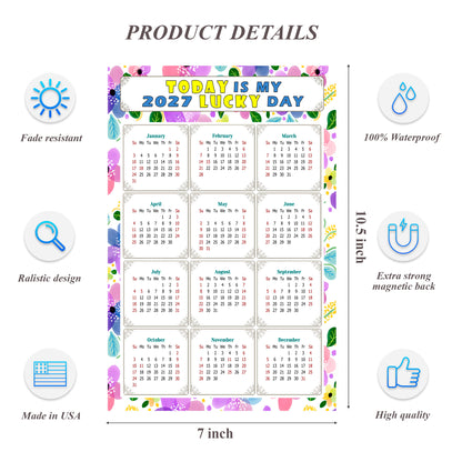 2027 Magnetic Calendar - Calendar Magnets - Today is my Lucky Day - (Fade, Tear, and Water Resistant) - Themed 015