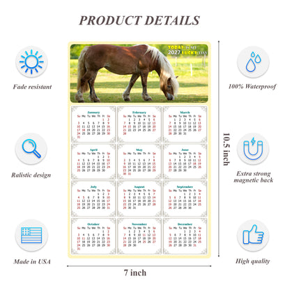 2027 Magnetic Calendar - Calendar Magnets - Today is my Lucky Day - (Fade, Tear, and Water Resistant) - Horses Themed 016