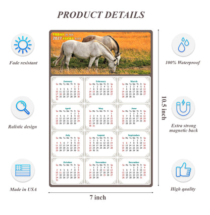 2027 Magnetic Calendar - Calendar Magnets - Today is my Lucky Day - (Fade, Tear, and Water Resistant) - Horses Themed 013
