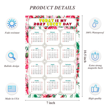 2027 Magnetic Calendar - Calendar Magnets - Today is my Lucky Day - (Fade, Tear, and Water Resistant) - Themed 018