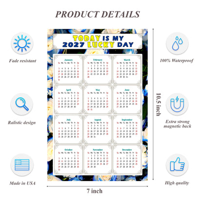 2027 Magnetic Calendar - Calendar Magnets - Today is my Lucky Day - (Fade, Tear, and Water Resistant) - Themed 025