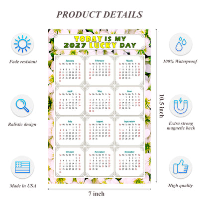 2027 Magnetic Calendar - Calendar Magnets - Today is my Lucky Day - (Fade, Tear, and Water Resistant) - Themed 029