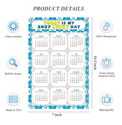 2027 Magnetic Calendar - Calendar Magnets - Today is my Lucky Day - (Fade, Tear, and Water Resistant) - Themed 037
