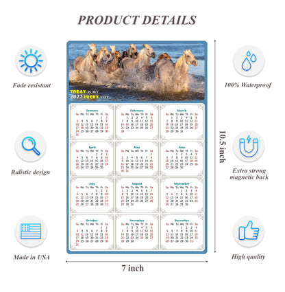 2027 Magnetic Calendar - Calendar Magnets - Today is my Lucky Day - (Fade, Tear, and Water Resistant) - Horses Themed 08
