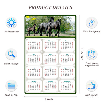2027 Magnetic Calendar - Calendar Magnets - Today is my Lucky Day - (Fade, Tear, and Water Resistant) - Horses Themed 05
