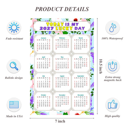2027 Magnetic Calendar - Calendar Magnets - Today is my Lucky Day - (Fade, Tear, and Water Resistant) - Themed 016