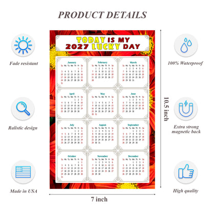 2027 Magnetic Calendar - Calendar Magnets - Today is my Lucky Day - (Fade, Tear, and Water Resistant) - Themed 031