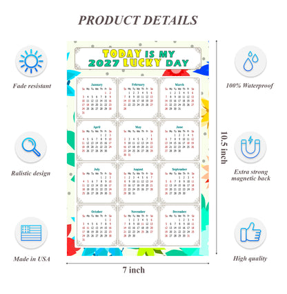 2027 Magnetic Calendar - Calendar Magnets - Today is my Lucky Day - (Fade, Tear, and Water Resistant) - Themed 02