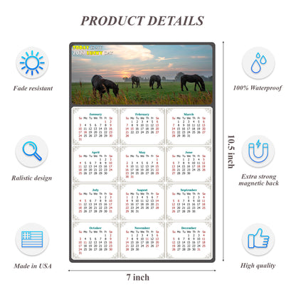 2027 Magnetic Calendar - Calendar Magnets - Today is my Lucky Day - (Fade, Tear, and Water Resistant) - Horses Themed 04