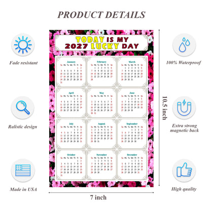 2027 Magnetic Calendar - Calendar Magnets - Today is my Lucky Day - (Fade, Tear, and Water Resistant) - Themed 027