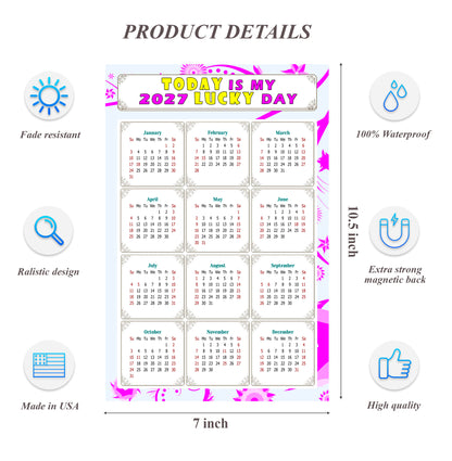 2027 Magnetic Calendar - Calendar Magnets - Today is my Lucky Day - (Fade, Tear, and Water Resistant) - Themed 04