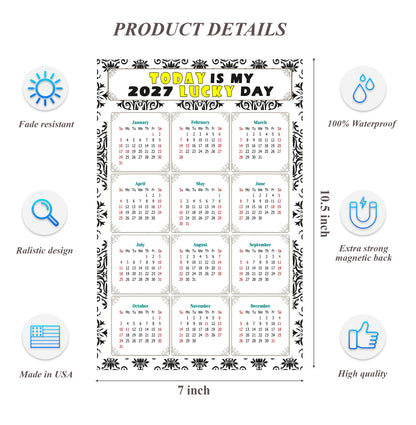 2027 Magnetic Calendar - Calendar Magnets - Today is my Lucky Day - (Fade, Tear, and Water Resistant) - Themed 039