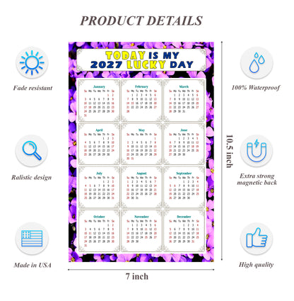 2027 Magnetic Calendar - Calendar Magnets - Today is my Lucky Day - (Fade, Tear, and Water Resistant) - Themed 026