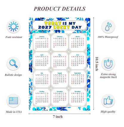 2027 Magnetic Calendar - Calendar Magnets - Today is my Lucky Day - (Fade, Tear, and Water Resistant) - Themed 012