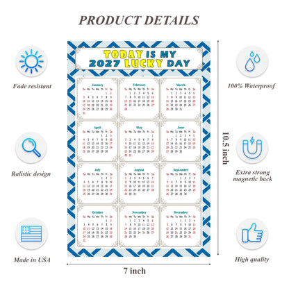 2027 Magnetic Calendar - Calendar Magnets - Today is my Lucky Day - (Fade, Tear, and Water Resistant) - Themed 035