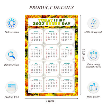 2027 Magnetic Calendar - Calendar Magnets - Today is my Lucky Day - (Fade, Tear, and Water Resistant) - Themed 030