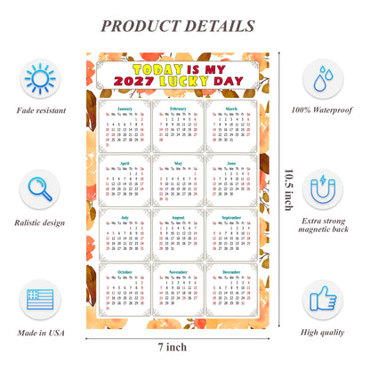 2027 Magnetic Calendar - Calendar Magnets - Today is my Lucky Day - (Fade, Tear, and Water Resistant) - Themed 022
