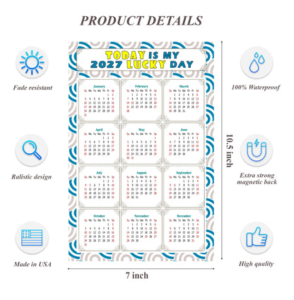 2027 Magnetic Calendar - Calendar Magnets - Today is my Lucky Day - (Fade, Tear, and Water Resistant) - Themed 036