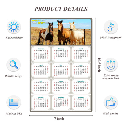2027 Magnetic Calendar - Calendar Magnets - Today is my Lucky Day - (Fade, Tear, and Water Resistant) - Horses Themed 07