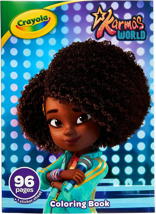 Crayola Karma's World Coloring Book, Stickers Included, Gift for Girls & Boys