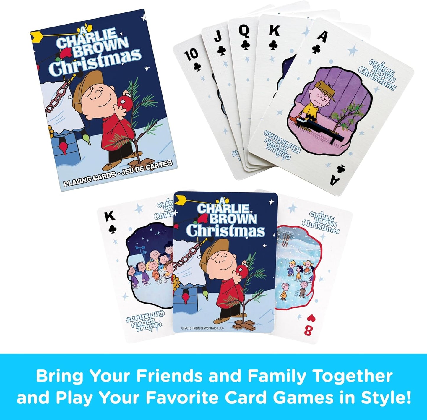 AQUARIUS Peanuts Charlie Brown Christmas Playing Cards
