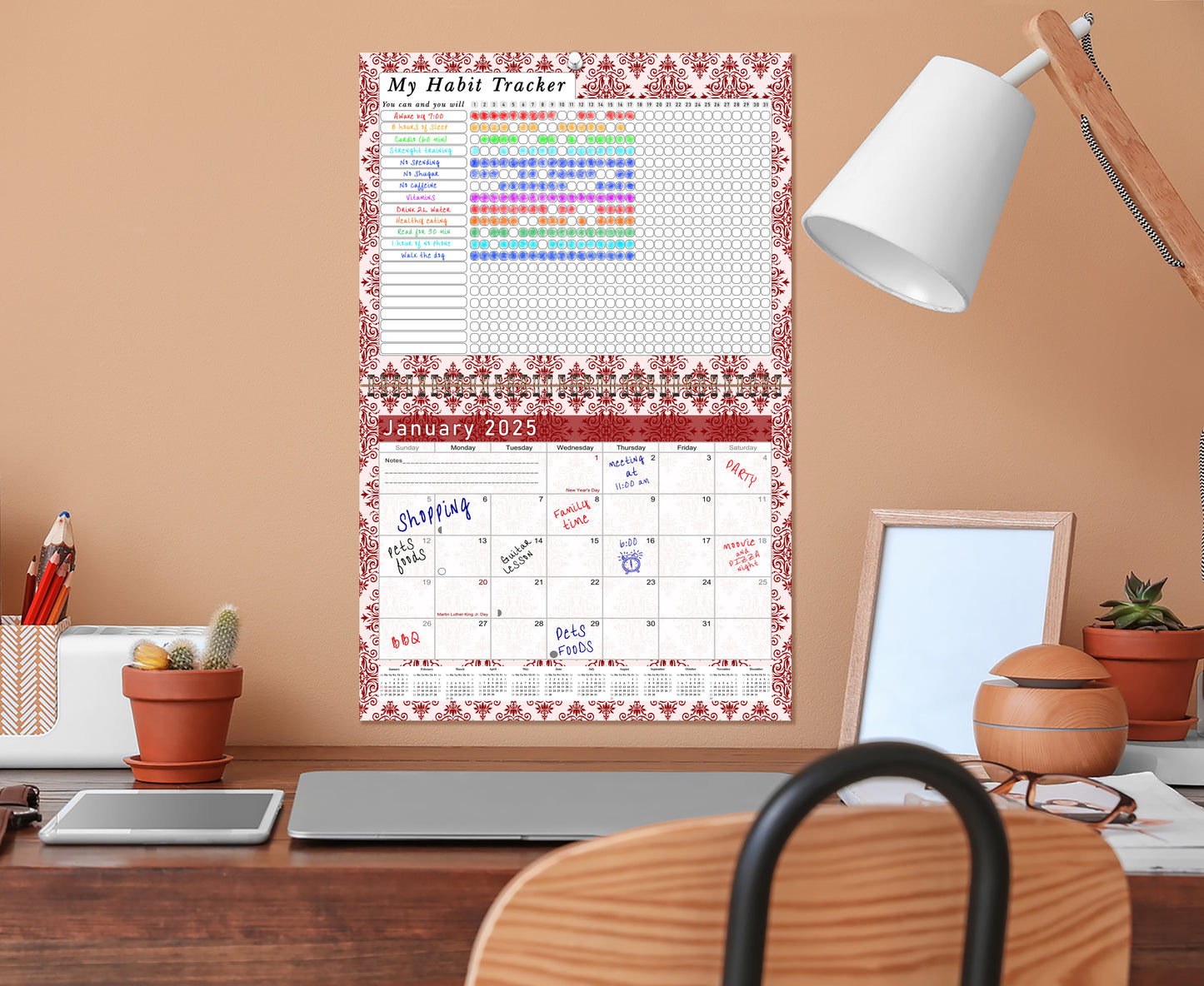 2025 Monthly Desktop/Wall Calendar/Planner - Habit Tracker - (Edition #05)