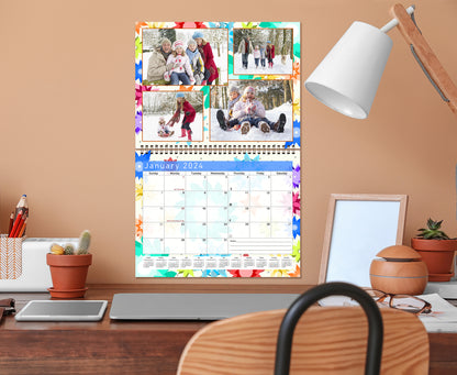 2024 Scrapbook Wall Calendar Spiral-bound (Add Your Own Photos) - 12 Months Desktop #01