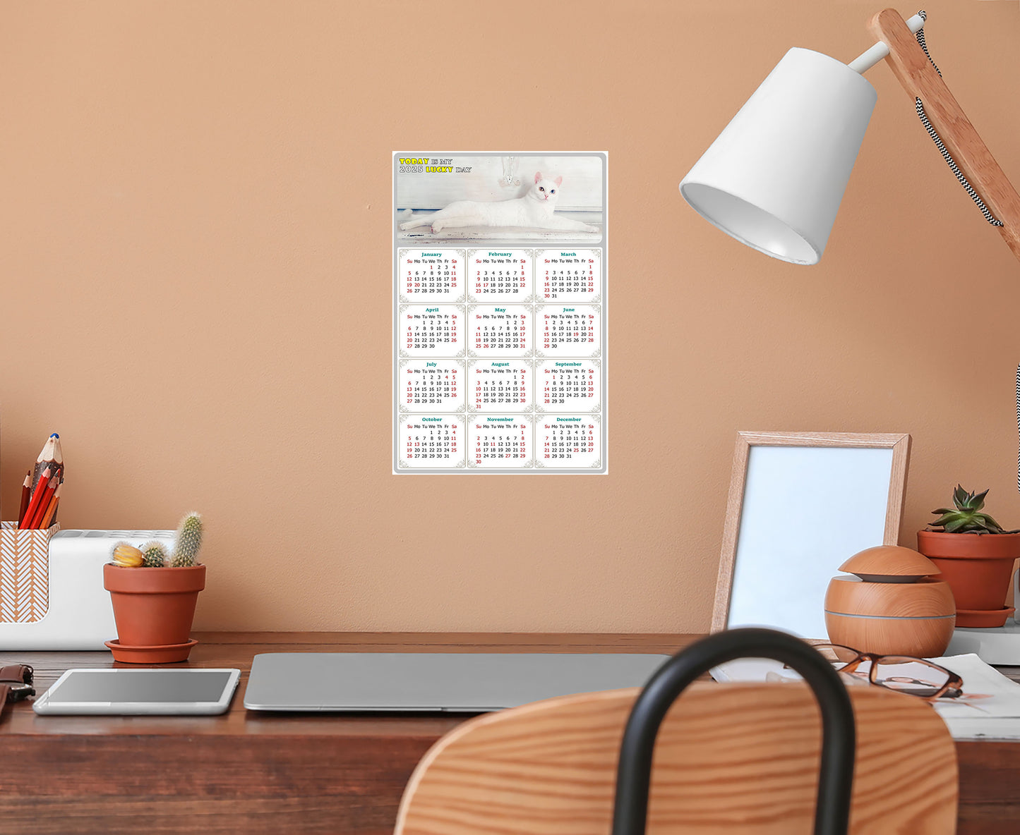2025 Peel & Stick Calendar - Today is my Lucky Day Removable - Cat 06 (12"x 8")