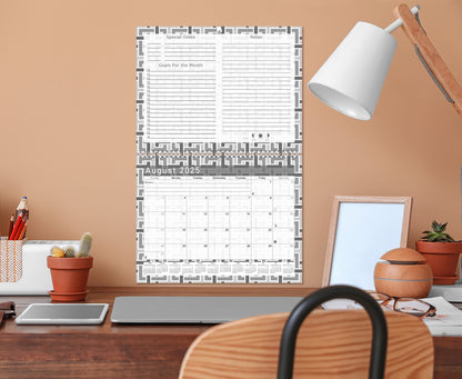 2025 - 2026 Academic Year 12 Months Student Calendar 3-Ring Binder - Back&White - (Edition #014)