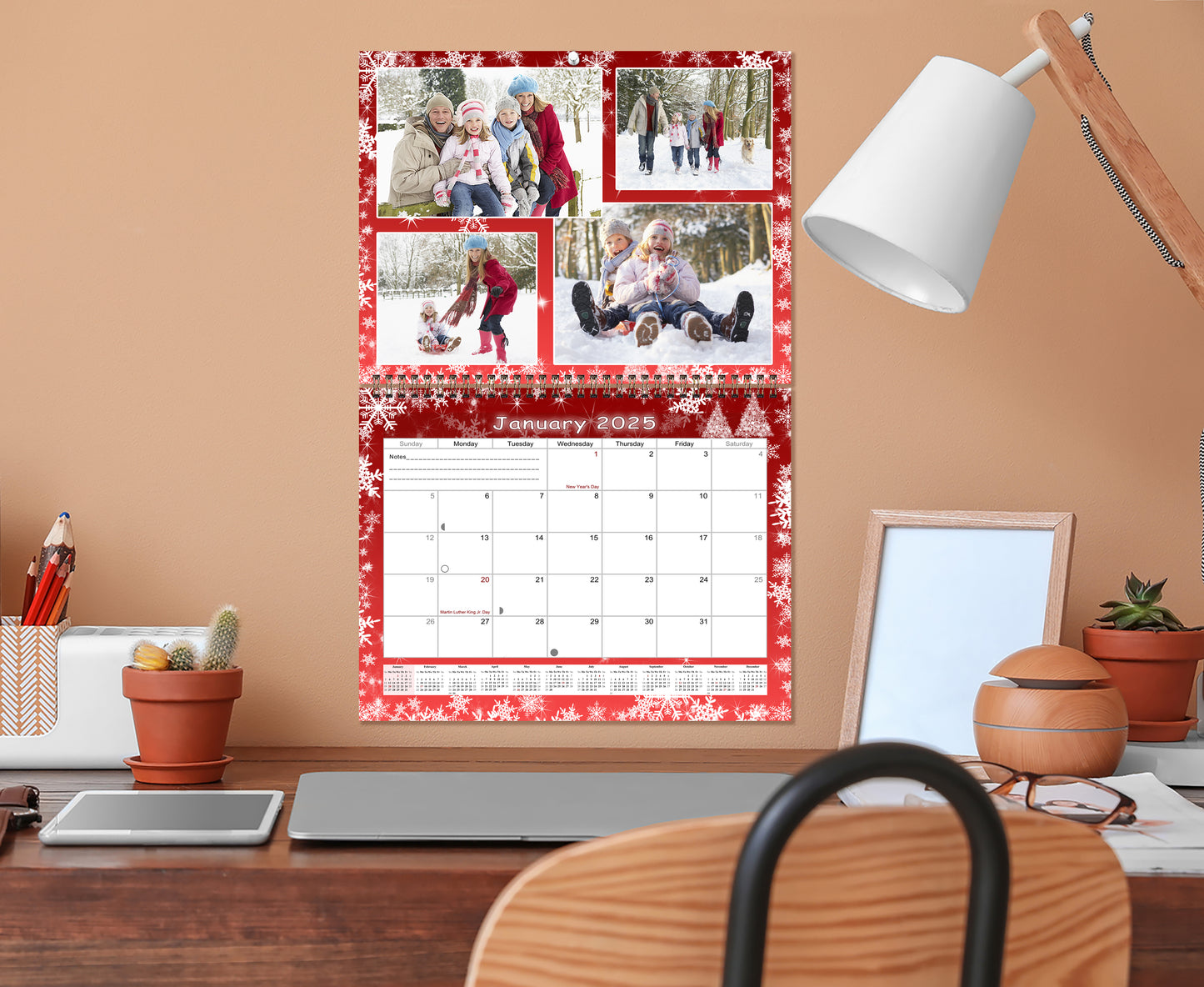 2025 Scrapbook Wall Calendar Spiral-bound (Add Your Own Photos) - 12 Months Desktop #08
