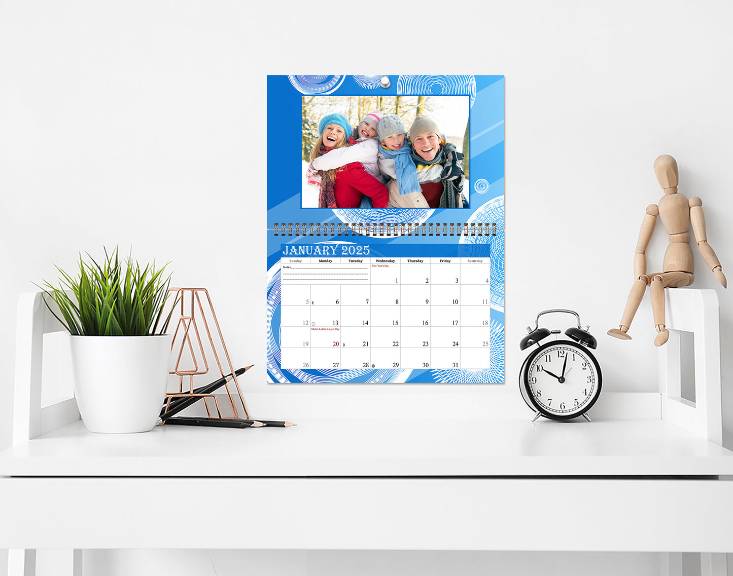 2025 Photo Frame Wall Spiral-bound Calendar (Add Your Own Photos) - 12 Months Desktop/Wall Calendar/Planner - (Edition #02).