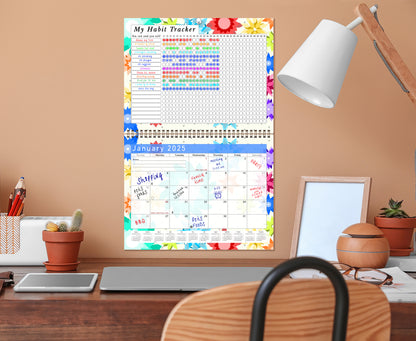 2025 Monthly Desktop/Wall Calendar/Planner - Habit Tracker - (Edition #01)