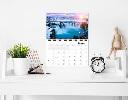2027 Spiral-bound Wall Calendar (Sunset&Sunrise) - 12 Months Desktop/Wall Calendar/Planner