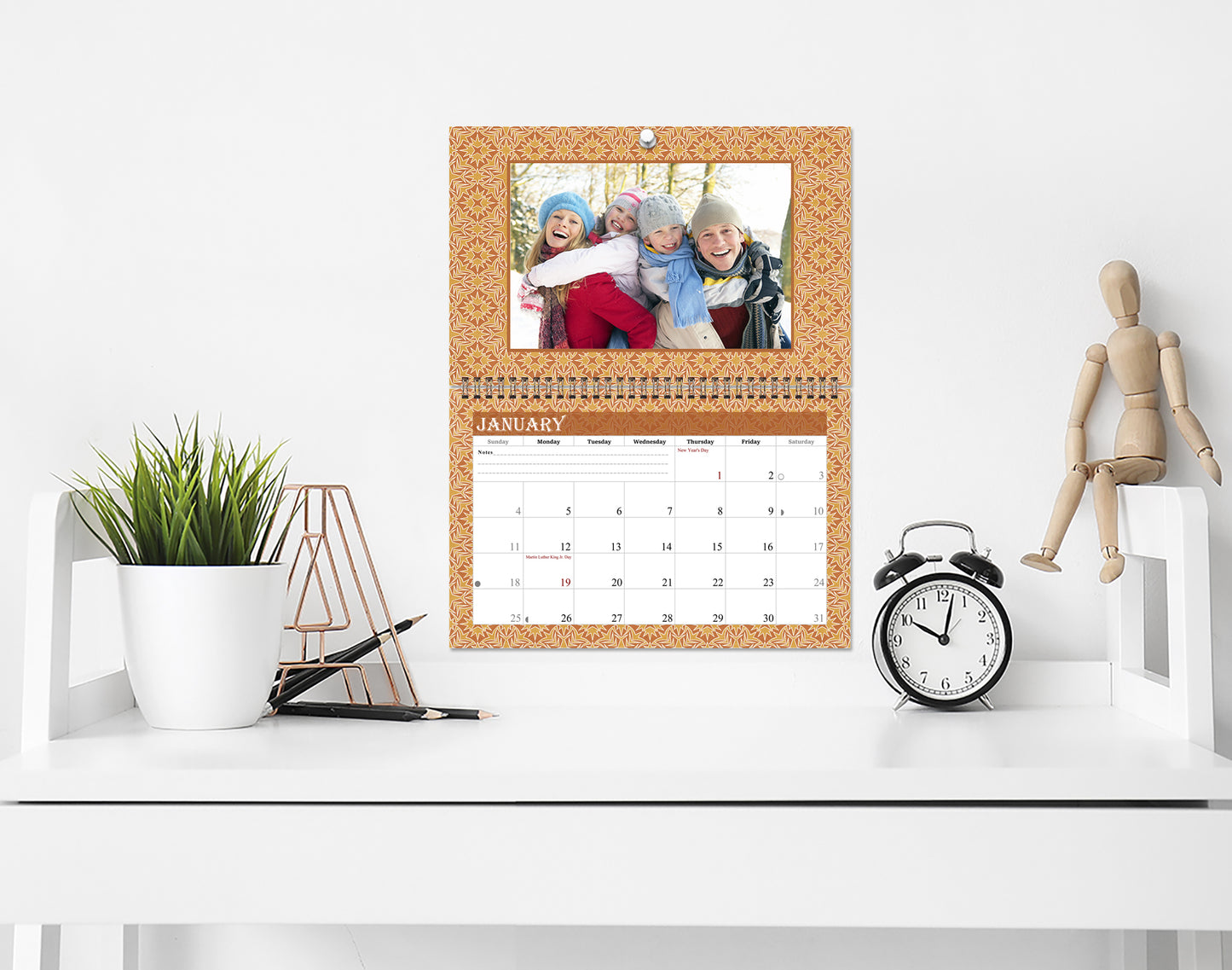 2026 Photo Frame Wall Spiral-bound Calendar (Add Your Own Photos) - 12 Months Desktop/Wall Calendar/Planner - (Edition #09)