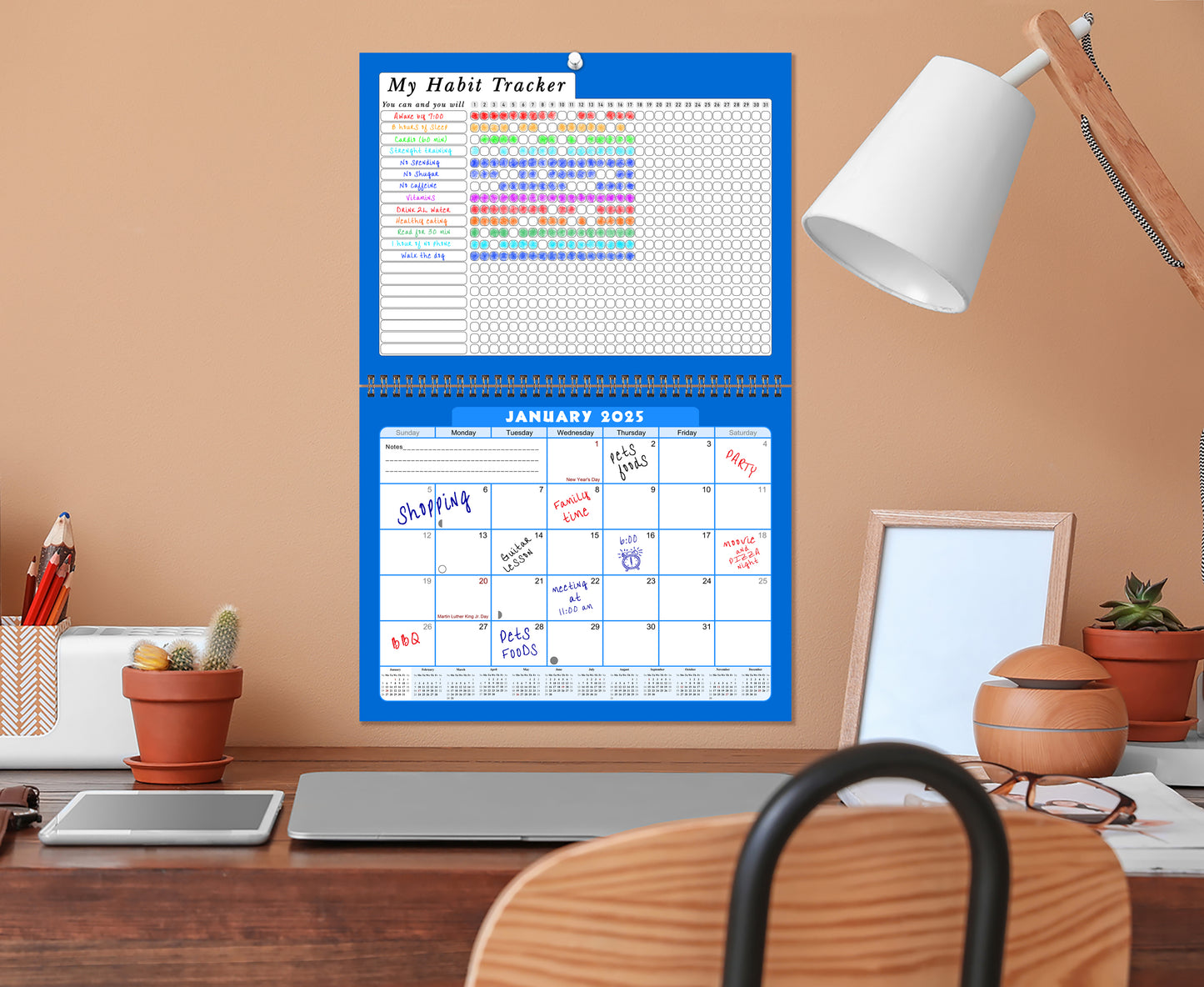 2025 Monthly Desktop/Wall Calendar/Planner - Habit Tracker - (Edition #06)