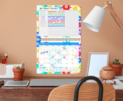 2026 Monthly Desktop/Wall Calendar/Planner - Habit Tracker - (Edition #01)