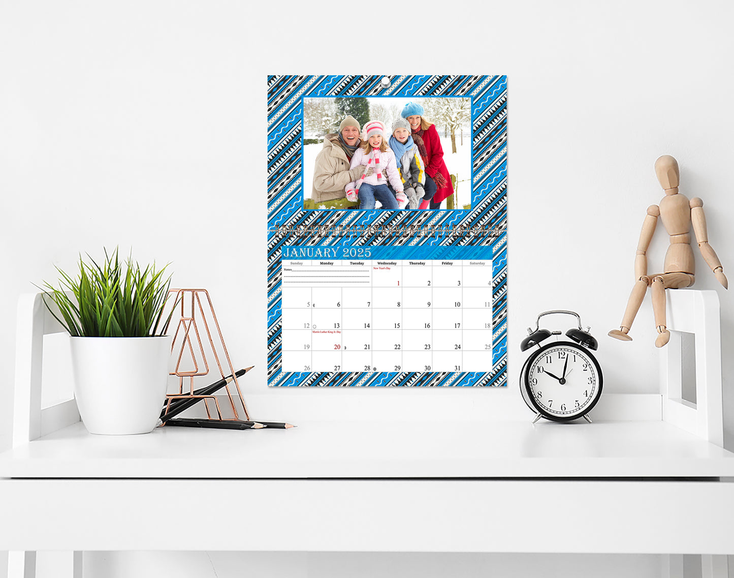 2025 Photo Frame Wall Spiral-bound Calendar (Add Your Own Photos) - 12 Months Desktop/Wall Calendar/Planner - (Edition #17)
