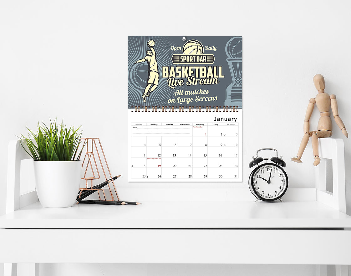 2027 Spiral-bound Wall Calendar (Basketball) - 12 Months Desktop/Wall Calendar/Planner (Copy)