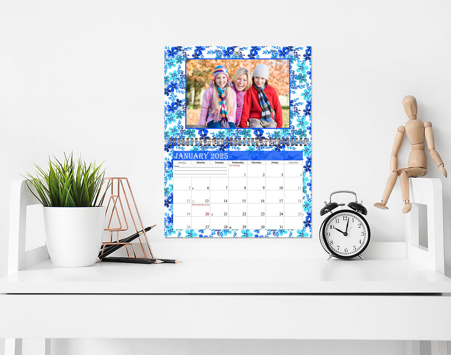 2025 Photo Frame Wall Spiral-bound Calendar (Add Your Own Photos) - 12 Months Desktop/Wall Calendar/Planner - (Edition #12)