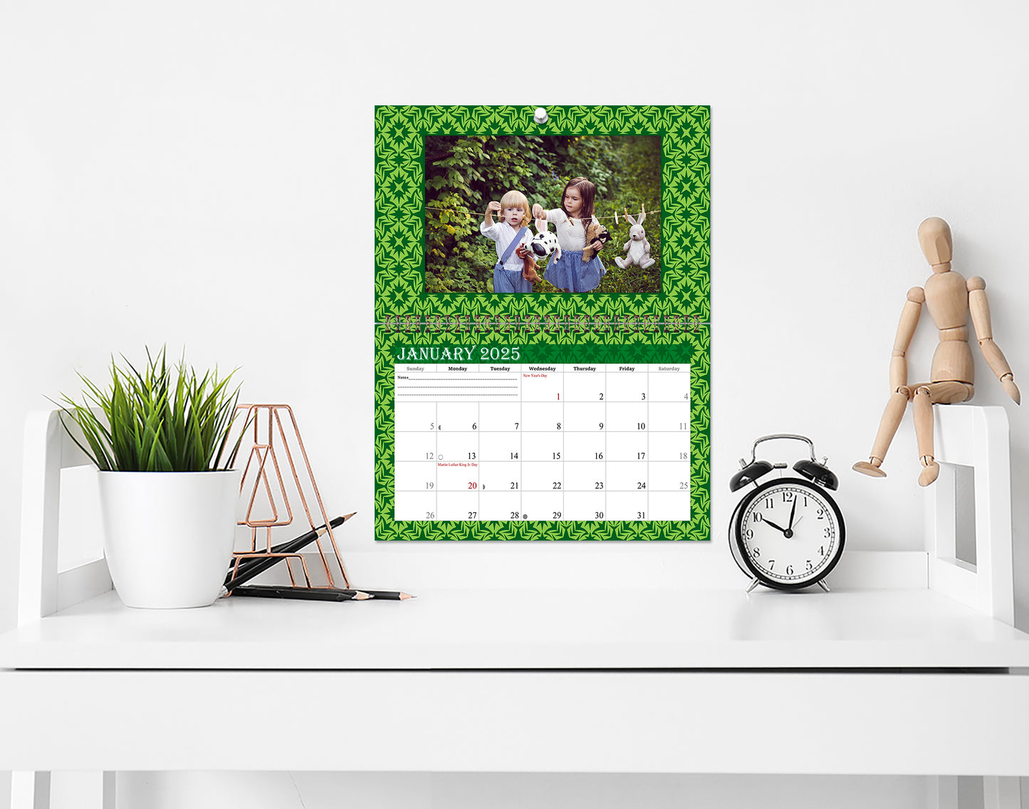 2025 Photo Frame Wall Spiral-bound Calendar (Add Your Own Photos) - 12 Months Desktop/Wall Calendar/Planner - (Edition #06)