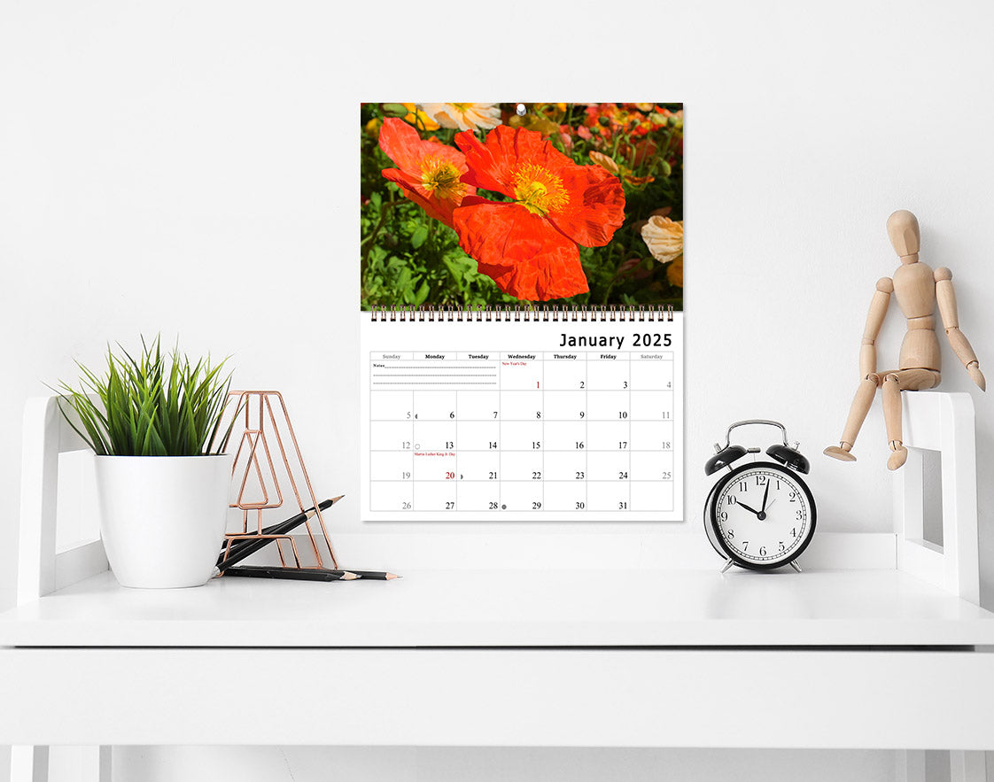 2025 Spiral-bound Wall Calendar (Flowers) - 12 Months Desktop/Wall Calendar/Planner (Copy) (Copy) (Copy)