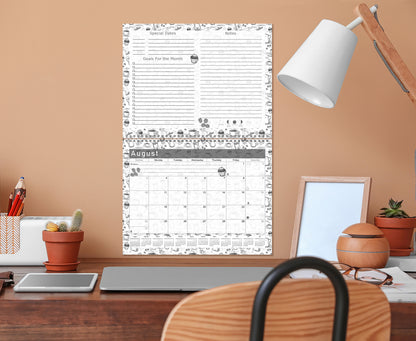 2026 - 2027 Academic Year 12 Months Student Calendar 3-Ring Binder - Black&White - (Edition #026)