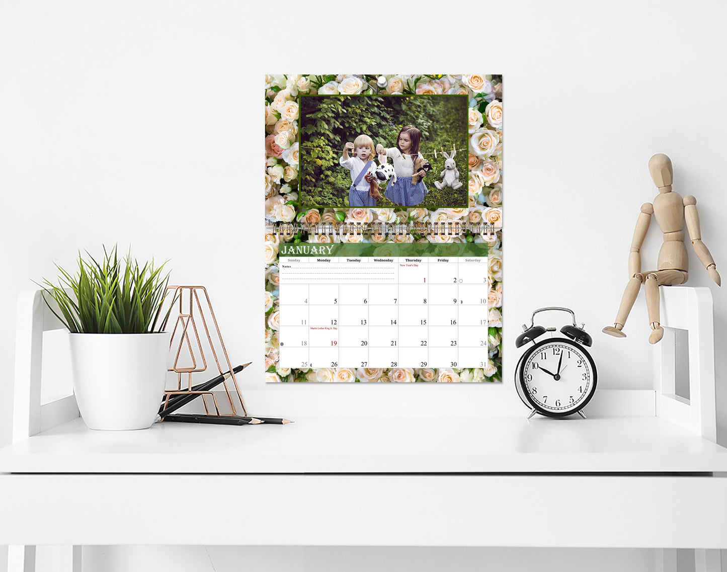 2026 Photo Frame Wall Spiral-bound Calendar (Add Your Own Photos) - 12 Months Desktop/Wall Calendar/Planner - (Edition #13)