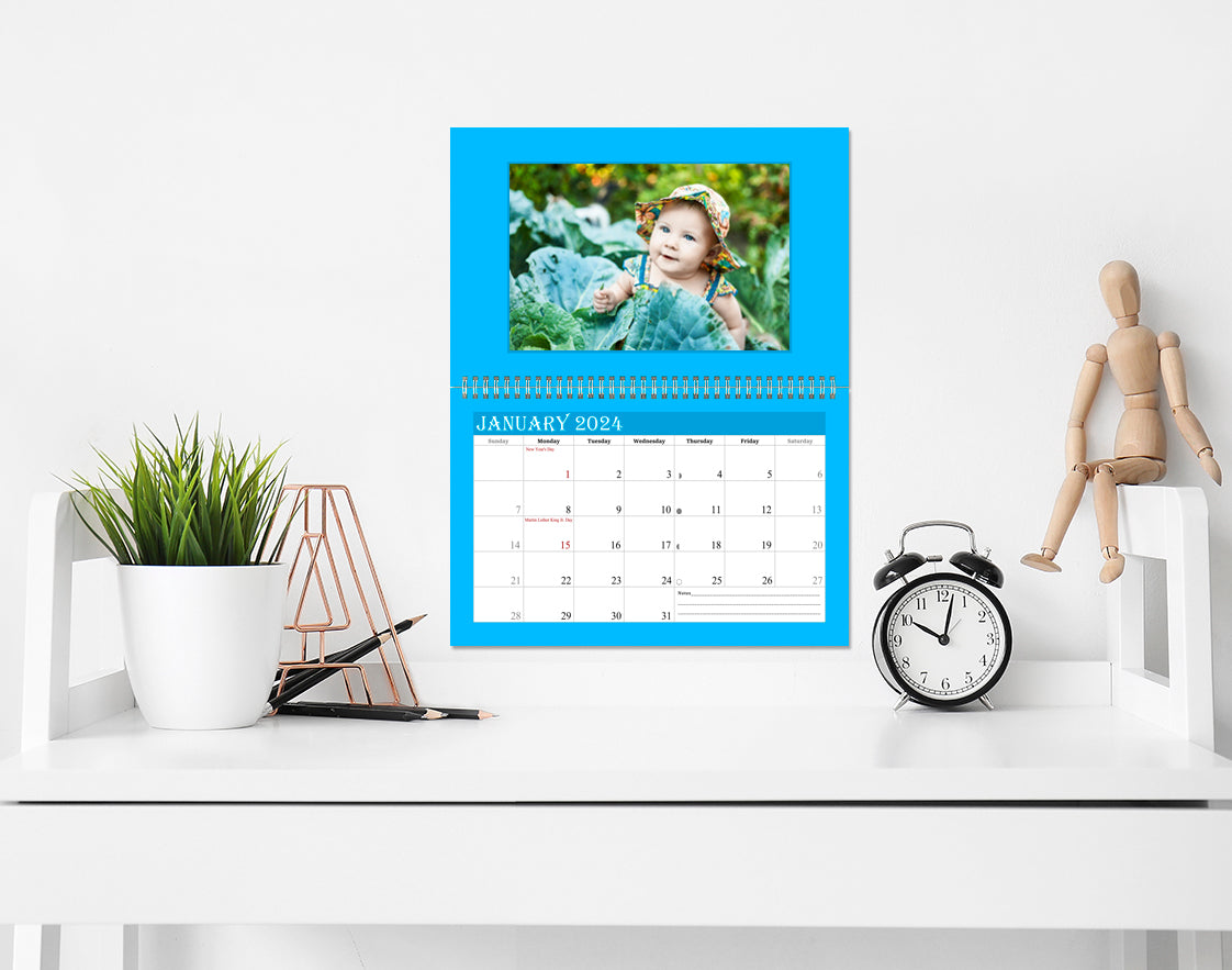 2024 Photo Frame Wall Spiral-bound Calendar (Add Your Own Photos) - 12 Months Desktop/Wall Calendar/Planner - (Edition #05)