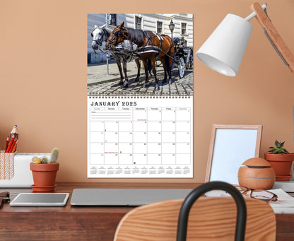 2025 Spiral-bound Wall Calendar (Horses) - 12 Months Desktop/Wall Calendar/Planner