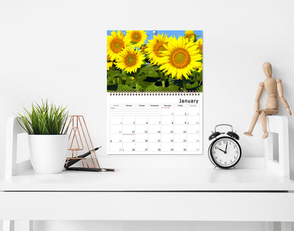 2026 Spiral-bound Wall Calendar (Sunflowers) - 12 Months Desktop/Wall Calendar/Planner