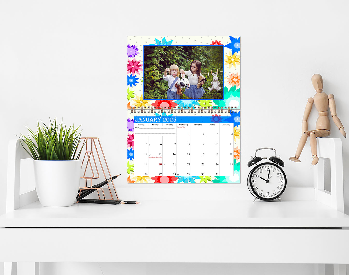 2025 Photo Frame Wall Spiral-Bound Calendar (Add Your Own Photos) - 12 Months Desktop/Wall Calendar/Planner - (Edition #01)