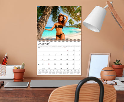 2027 Wall Calendar Beach Babes Bikini Women Models - 12 Months Desktop (11x17)